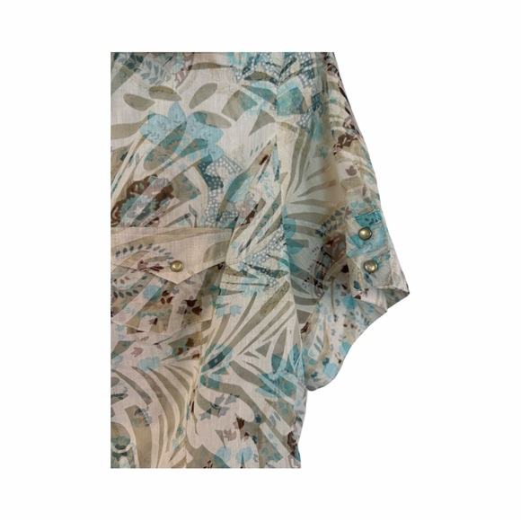 Roper pearl snap short sleeve blouse. Semi sheer print cut out cowgirl rodeo - Picture 3 of 8